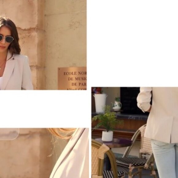 Notched Lapel Blazer Jacket Classic Fit Business Casual Lightweight Polyester - Picture 8 of 8